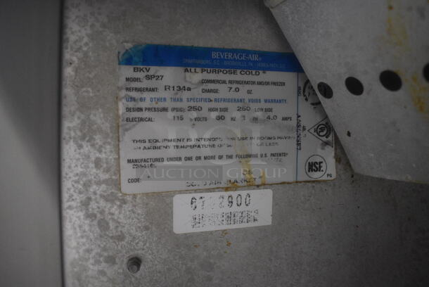 Beverage Air SP27 Sandwich Salad Mega Top Prep Table on Commercial Casters. 115 Volts. Tested and Working! - Image 6 of 8