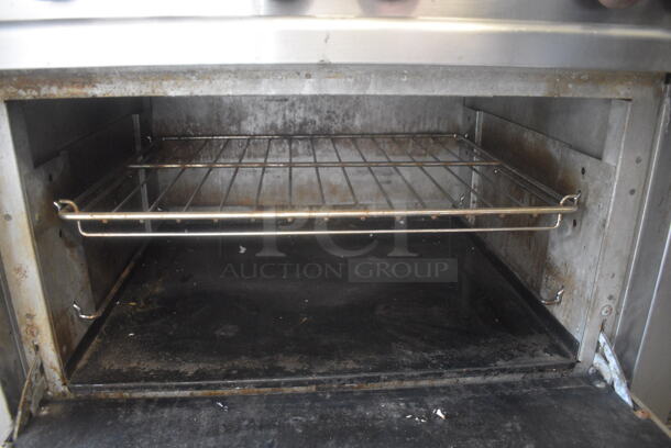 Wolf W36 6 Burner Natural Gas Powered Range w/ Oven and Stainless Steel Salamander Shelf - Image 4 of 7