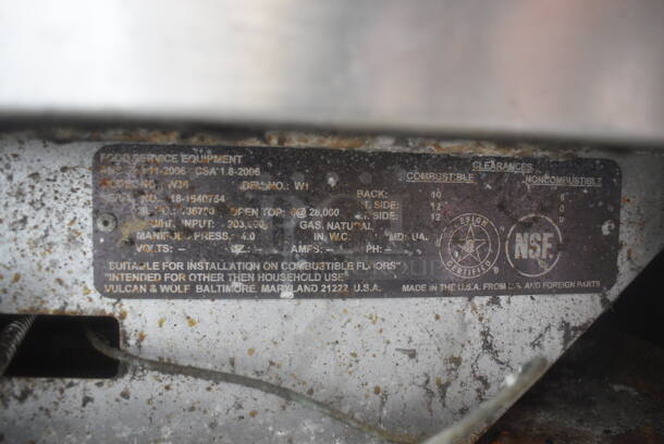 Wolf W36 6 Burner Natural Gas Powered Range w/ Oven and Stainless Steel Salamander Shelf - Image 6 of 7