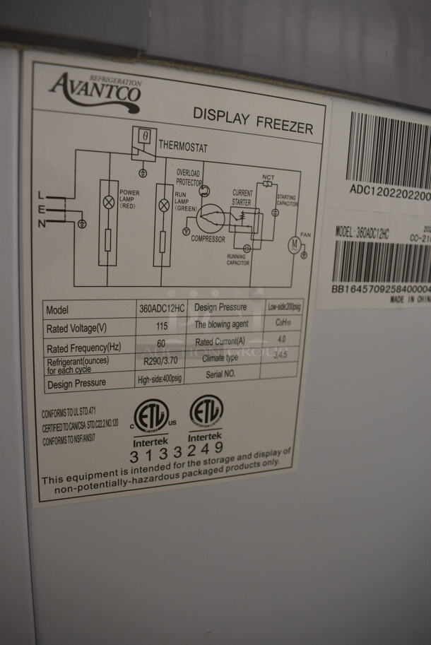 BRAND NEW SCRATCH AND DENT! Avantco ADC-12C-HC Curved Glass Sneeze Guard Ice Cream Dipping Cabinet - 71" 115 Volts. Tested and Working! - Image 9 of 9