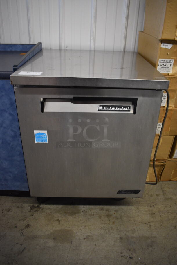 Turbo Air TUR-28SD Undercounter Refrigerator Cooler with Shelf on Commercial Casters. 115 Volt. Tested and Powers On But Does Not Get Cold