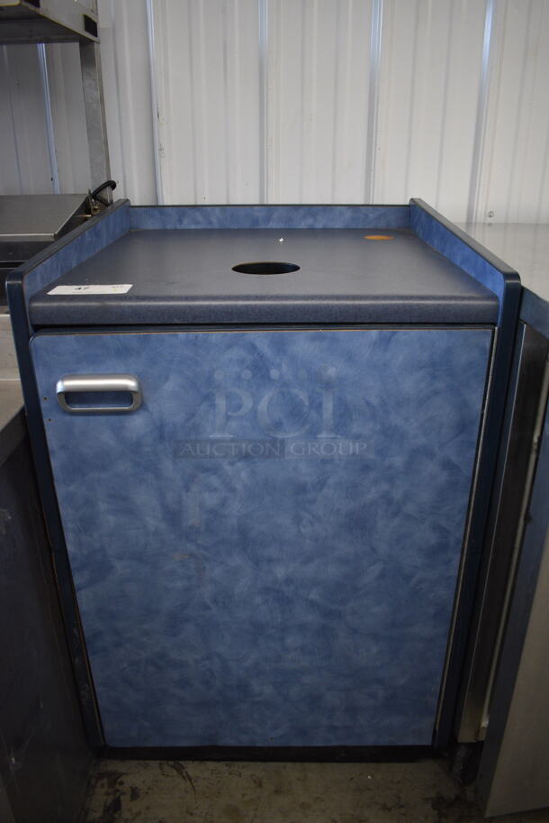 Blue Trash or Recycling Recepticle Enclosure on Commercial Casters