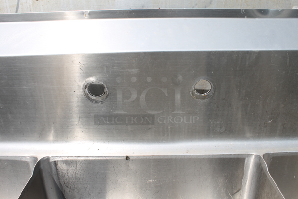 Stainless Steel 3 Bay Sink w/ Left Side Drainboard on Legs. 16x20 Drainboard and 18x18 Bays - Image 4 of 6