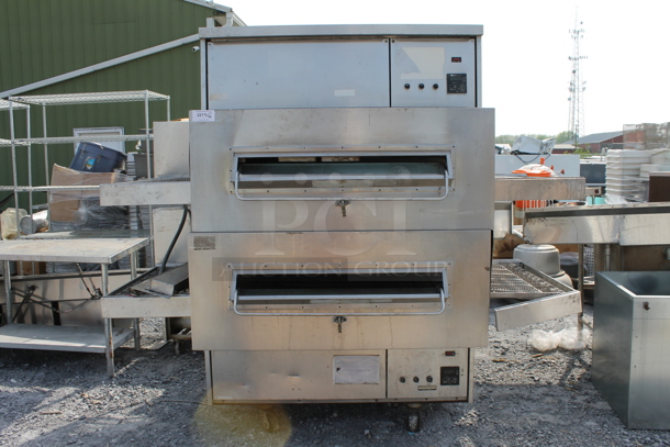 2 Middleby Marshall PS360S-2 Stainless Steel Commercial Gas Powered Floor Style Conveyor Pizza Oven on Commercial Casters. 2 Times Your Bid! - Image 1 of 12