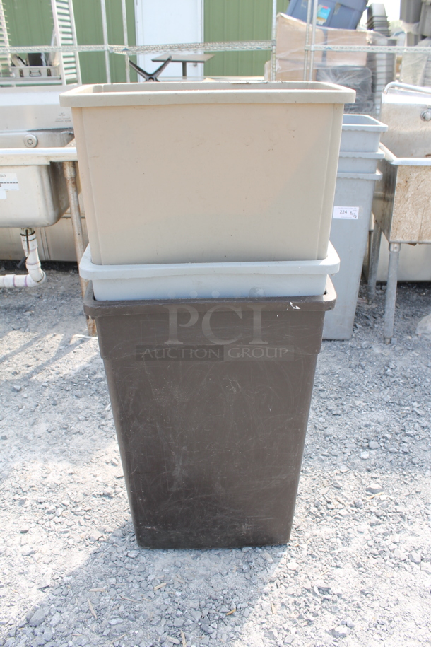 ALL ONE MONEY! 3 Slim Jim Trashcans w/ Lid - Image 1 of 3