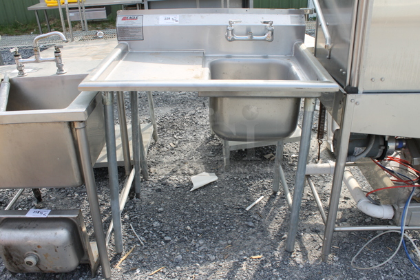 Eagle Stainless Steel Vegetable Sink w/ Drainboard. Drainboard is 16x23.5 and Bay is 13x18