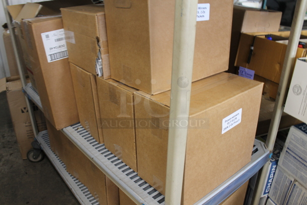 ALL ONE MONEY! Metro Shelf Lot of NEW Product Including Several Cases of Seeds, Soup Warmer, DCBT24-42, Case of Agway Extra Small Gloves, Stainless Steel Rakes, Hose Handles and MORE! Metro Shelf Not Included - Image 3 of 9