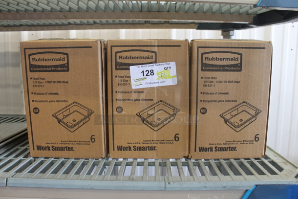 12 Cases of 6 NEW Rubbermaid 1/9x4 Poly Drop In Bins. 12 Times Your Bid!