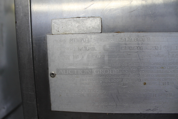 2 Blodgett MT3870 Natural Gas Powered Double Stack Conveyor Oven on Commercial Casters. 120/208-240 Volts. 150,000 BTU. 2 Times Your Bid! - Image 8 of 9