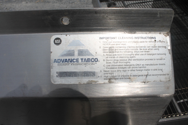 Advance Tabco Stainless Steel 2 Bay Sink w/ Right Side Drainboard on Legs. 22.5x27 Drainboard and 22.5x23 Bays - Image 4 of 7