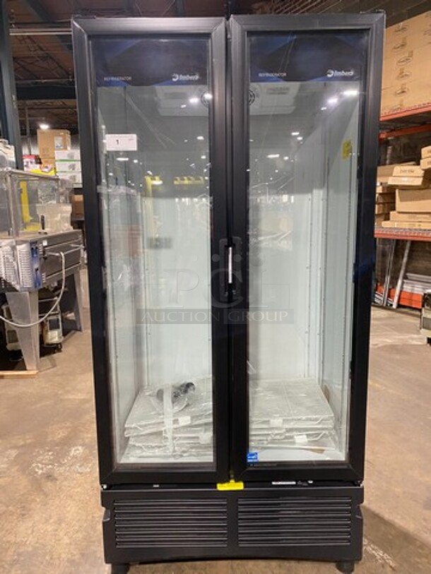NEW! SCRATCH-N-DENT! LATE MODEL! 2020 Imbera Commercial Refrigerated 2 Door Reach In Cooler Merchandiser! With View Through Doors! Poly Coated Racks! Model: VRD26HC SN: A48200900065 115V 60HZ 1 Phase