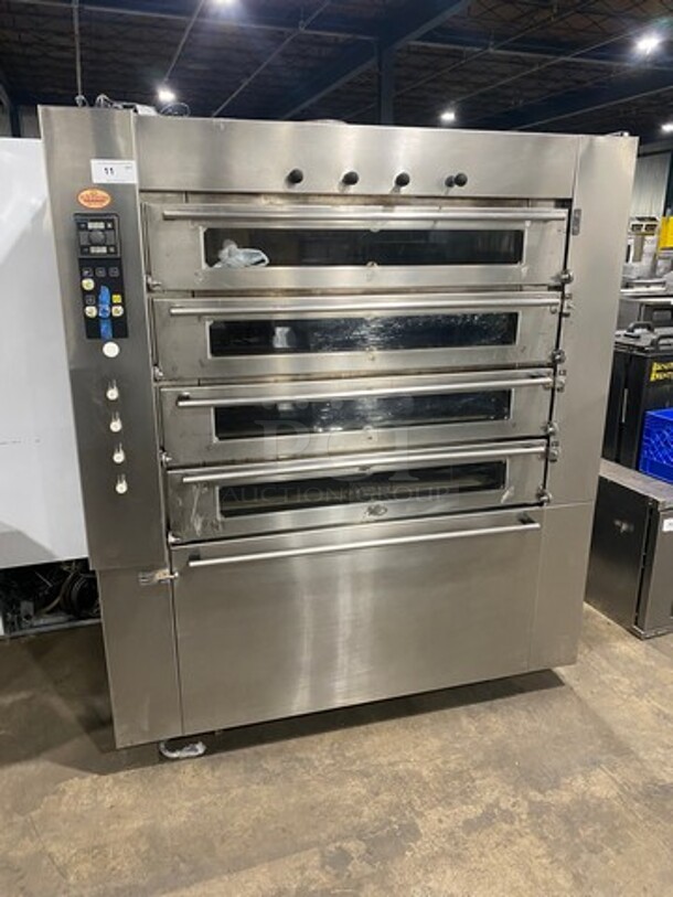 AMAZING! All Stainless Steel Commercial Natural Gas Powered 4 Deck Baking Oven!
