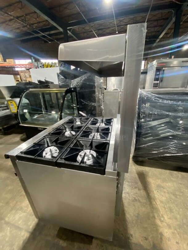 Zanduco Commercial Natural Gas Powered 6 Burner Stove! With Raised Back Splash And Salamander Shelf! With Oven Underneath! All Stainless Steel! On Casters! - Image 4 of 8