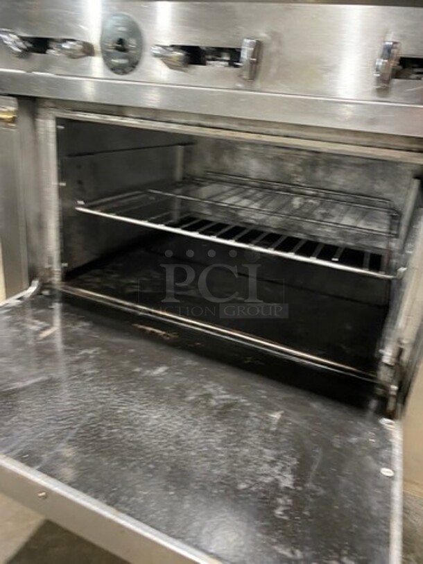 Zanduco Commercial Natural Gas Powered 6 Burner Stove! With Raised Back Splash And Salamander Shelf! With Oven Underneath! All Stainless Steel! On Casters! - Image 7 of 8