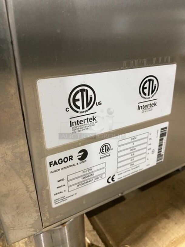NEW! SCRATCH-N-DENT! LATE MODEL! Fagor Commercial Undercounter Dishwasher! All Stainless Steel! Model: FI72W SN: 8100048457 230V 60HZ 3 Phase - Image 9 of 11