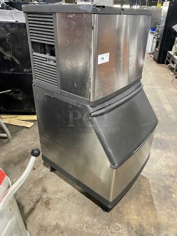 Manitowoc Commercial Ice Maker Machine! With Commercial Ice Bin! All Stainless Steel! On Legs! Model: QY0454A SN: 010162109 115V 60HZ 1 Phase - Image 2 of 7