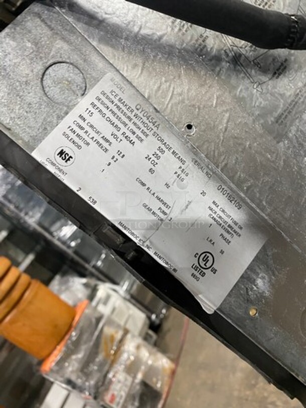 Manitowoc Commercial Ice Maker Machine! With Commercial Ice Bin! All Stainless Steel! On Legs! Model: QY0454A SN: 010162109 115V 60HZ 1 Phase - Image 6 of 7