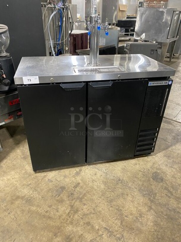 Beverage Air Commercial Refrigerated 3 Tap Kegerator! With 2 Door Storage Space Underneath! Model: DD48Y1B079 SN: 10814264 115V 60HZ 1 Phase