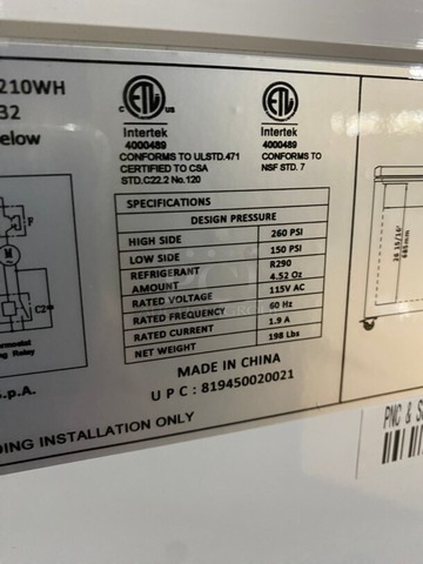 NEW! SCRATCH-N-DENT! LATE MODEL! Kelvinator Commercial Reach Down Chest Freezer! With Hinged Top Lid! Model: KCCF210WH SN: 148200020 115V - Image 11 of 12