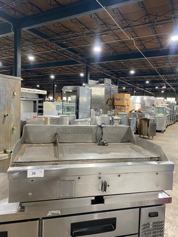 Woodstone Commercial Countertop Natural Gas Powered Flat Griddle! With Split Top! With Back & Side Splashes! All Stainless Steel! On Legs! - Image 1 of 10