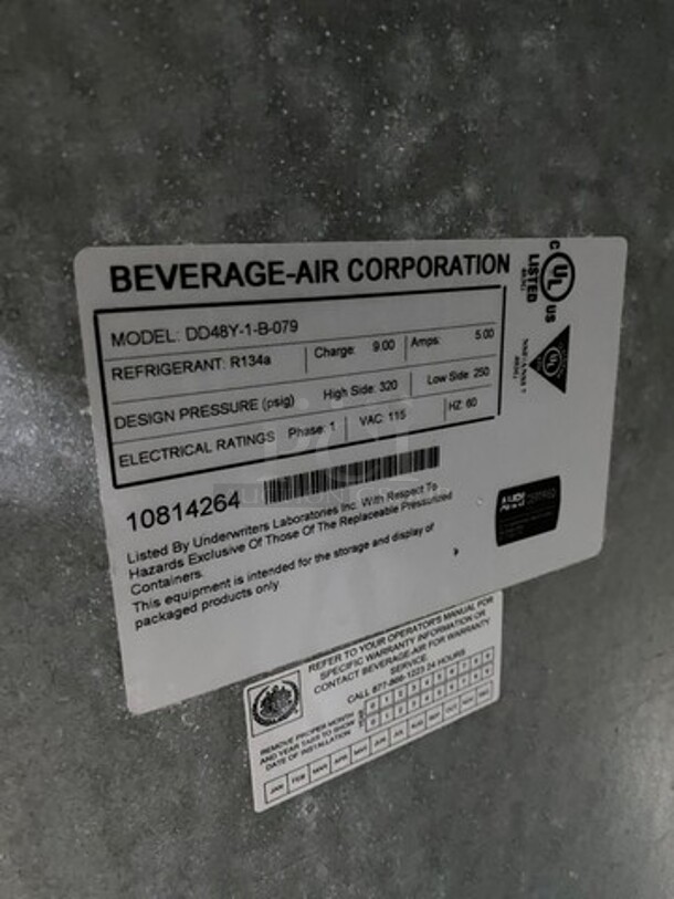 Beverage Air Commercial Refrigerated 3 Tap Kegerator! With 2 Door Storage Space Underneath! Model: DD48Y1B079 SN: 10814264 115V 60HZ 1 Phase - Image 9 of 10