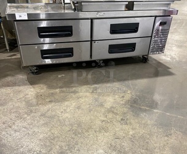 Blue Air Commercial Refrigerated Chef Base! With 4 Drawer Storage Space! All Stainless Steel! On Casters! Model: BACB74M SN: FNNBACB740021 115V 60HZ 1 Phase