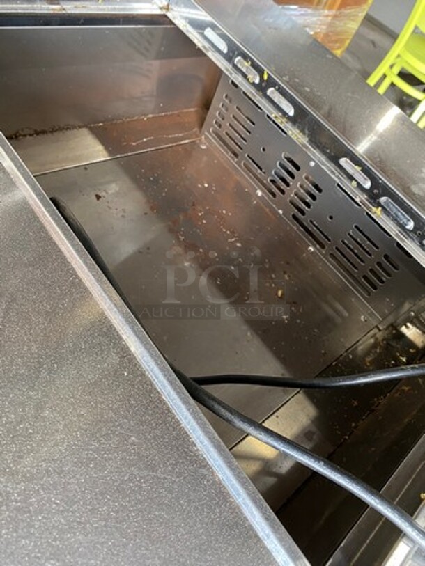 Turbo Air Commercial Refrigerated Salad Bar Island! With Sneeze Guard! Single Door Underneath Storage Space! All Stainless Steel! Model: MST28N711S SN: H2KMS29D3900 115V - Image 4 of 7