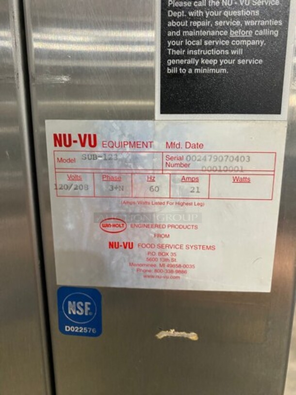 Nuvu Commercial Baking Center Oven Proofer Combo! With Metal Oven Racks! Stainless Steel! On Casters! Model: SUB123 SN: 00247907040300010001 120/208V 60HZ 3 Phase - Image 5 of 10