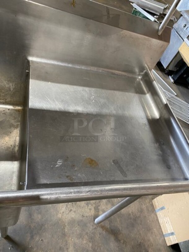 Commercial 2 Compartment Dish Washing Sink! With Overhead Shelf! With Dual Side Drain Board! With Back Splash! All Stainless Steel! On Legs! - Image 7 of 9