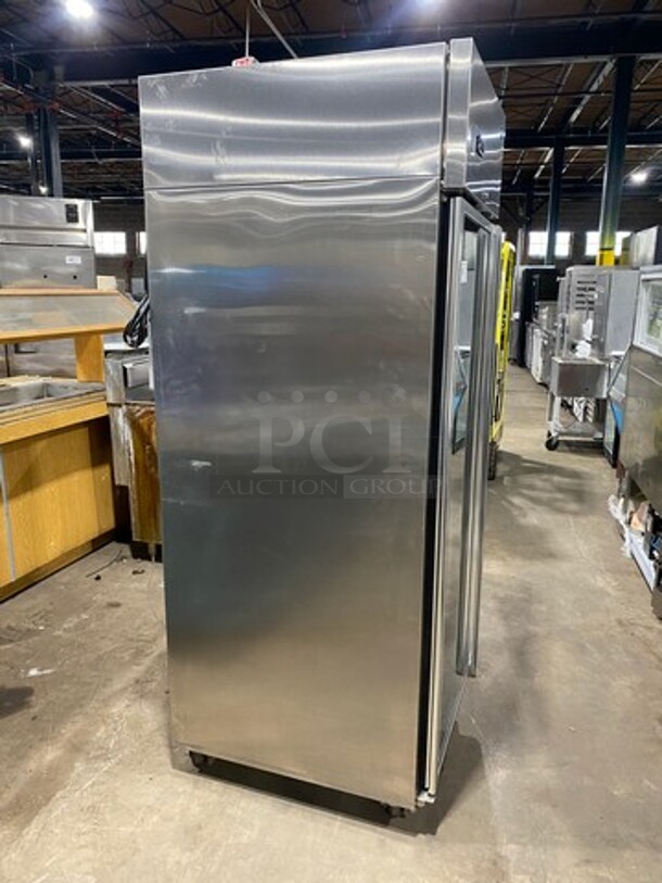 Hoshizaki Commercial Single Door Reach In Cooler! With View Through Door! Poly Drink Racks! Stainless Steel Body! On Casters! Model: CR1SFGECL SN: H50277E 115V 60HZ 1 Phase - Image 3 of 9
