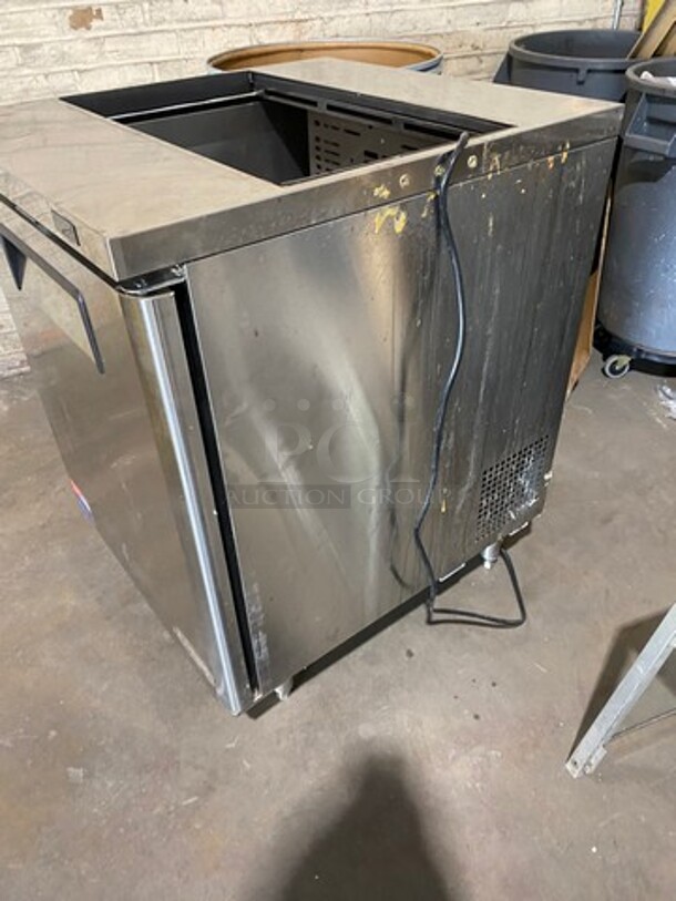 Turbo Air Commercial Refrigerated Salad Bar Island! Single Door Underneath Storage Space! All Stainless Steel! On Legs! Model: MST28N711S SN: H2KMS29EY1298 115V - Image 3 of 8