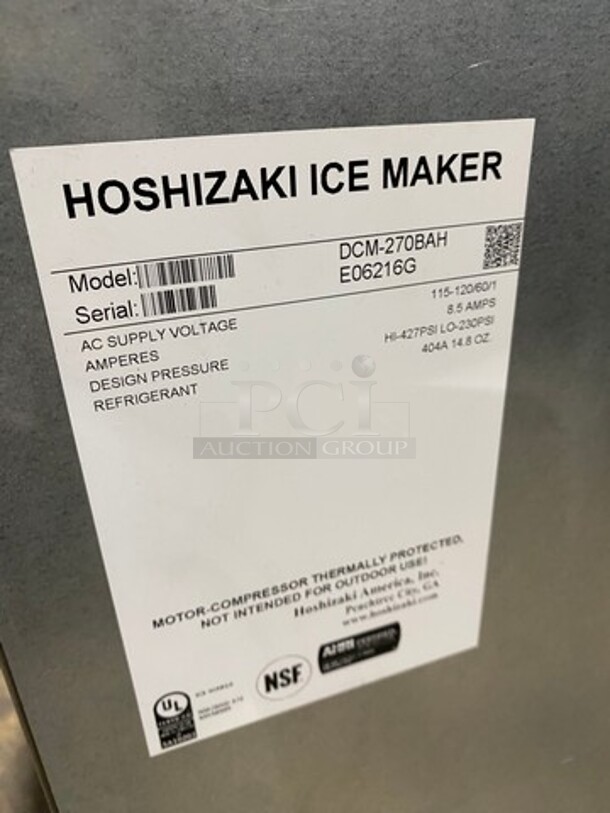 WOW! Hoshizaki Commercial Countertop Refrigerated Ice Maker/Dispenser And Water Dispenser! All Stainless Steel! With Legs! Model: DCM270BAH SN: E06216G 115/120V 60HZ 1 Phase - Image 5 of 8