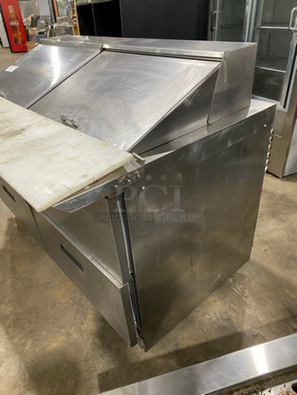 Delfield Manitowoc Commercial Refrigerated Sandwich Prep Table! With Commercial Cutting Board! With 4 Drawer Storage Space Underneath! All Stainless Steel! Model: D4460N24MSB SN: 1410152000651 115V 60HZ 1 Phase - Image 2 of 9