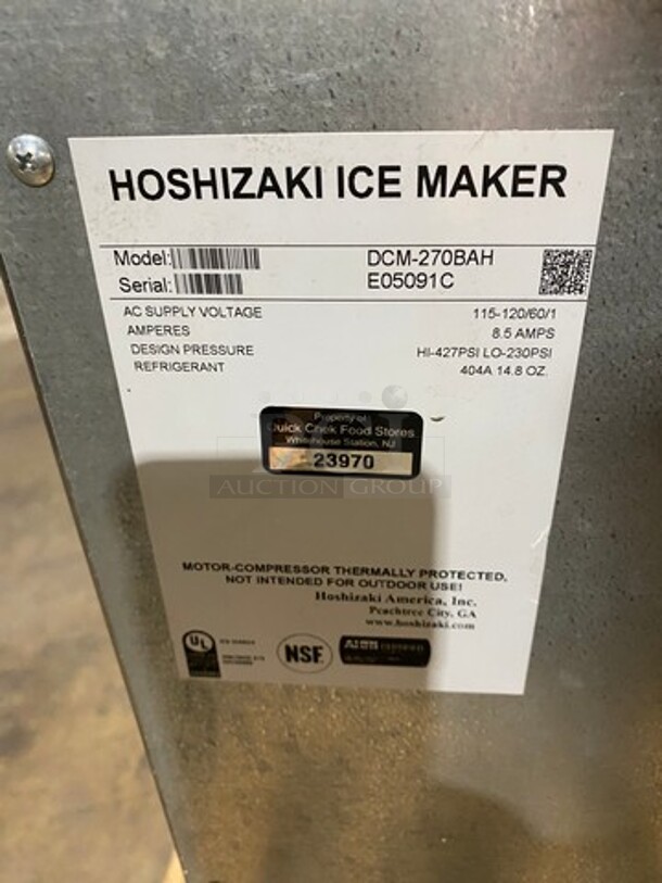 WOW! Hoshizaki Commercial Countertop Refrigerated Ice Maker/Dispenser And Water Dispenser! All Stainless Steel! With Legs! Model: DCM270BAH SN: E05091C 115/120V 60HZ 1 Phase - Image 5 of 8