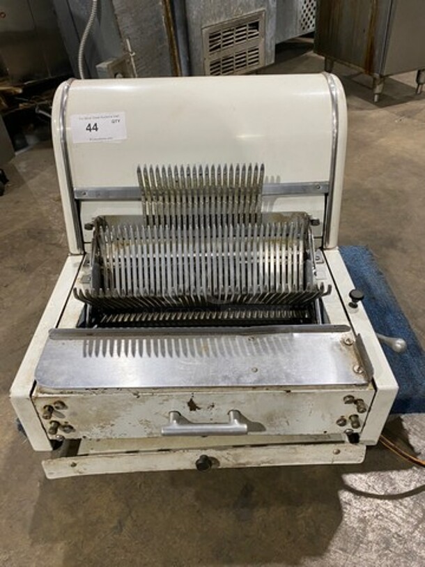 US Slicing Machine Commercial Countertop Bread Loaf Slicer! WORKING WHEN REMOVED! Model: MB7/16 SN: 140510MB337 115V 60HZ 1 Phase