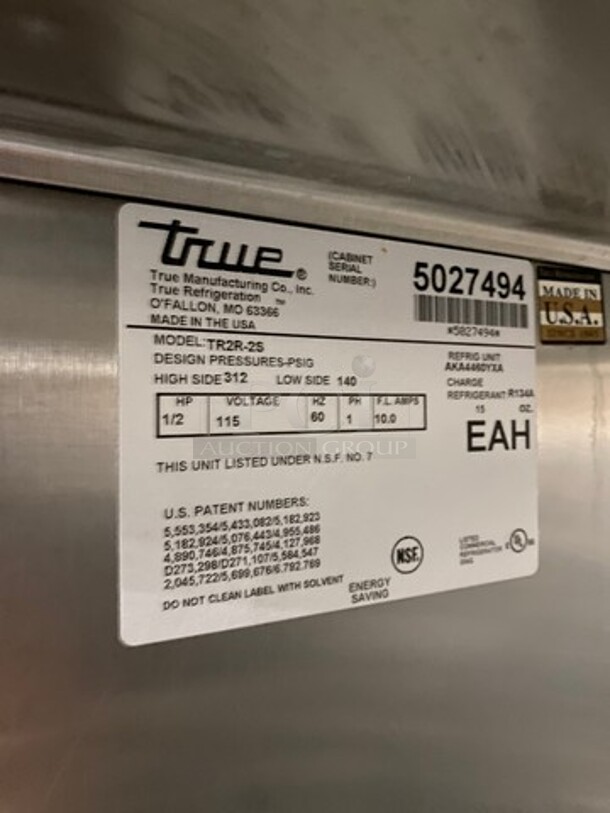 True Commercial 2 Door Reach In Cooler! With Poly Coated Racks! All Stainless Steel! On Casters! Model: TR2R2S SN: 5027494 115V 60HZ 1 Phase - Image 11 of 12