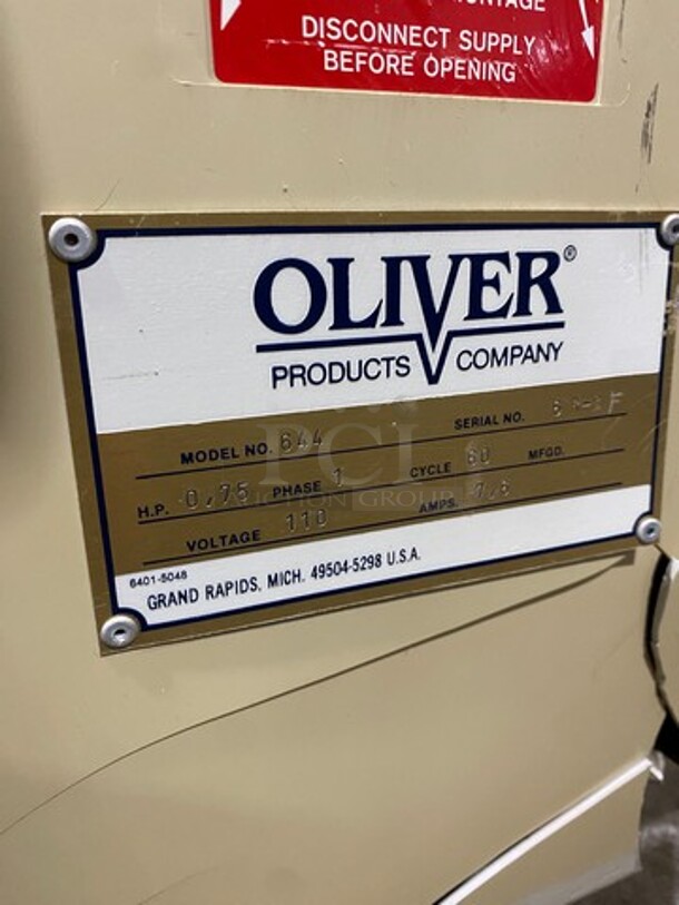 Rondo Oliver Commercial Dough Sheeter! Stainless Steel Body! Model: 644 SN: 6RBF 110V 60HZ 1 Phase - Image 9 of 9