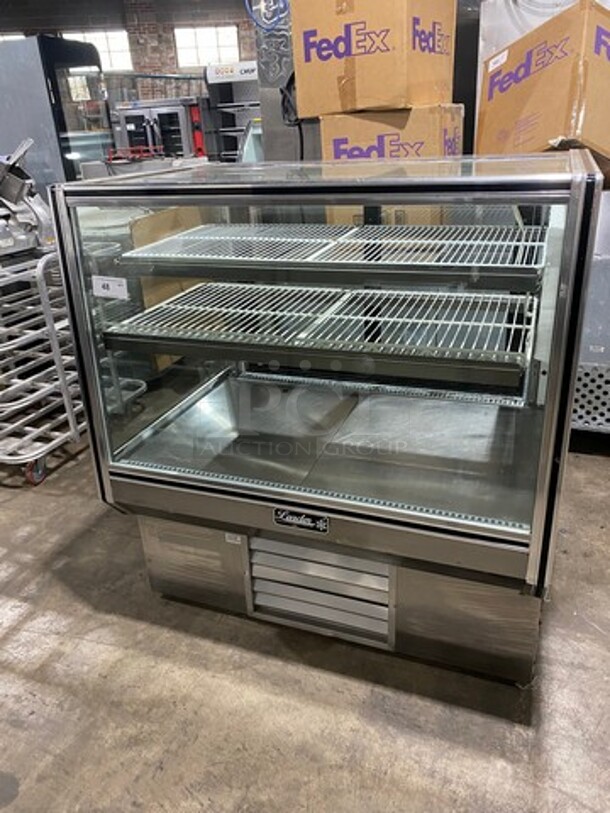 2011 Leader Commercial Refrigerated Deli/ Bakery Display Case Merchandiser! With Straight Front Glass! With Rear Access Doors! Stainless Steel Outline! Model: HBK48SC SN: PU08S0804A 115V 60HZ 1 Phase