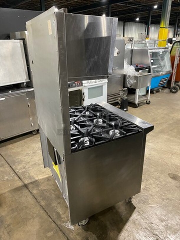 US Range Commercial Natural Gas Powered 6 Burner Stove! With Raised Back Splash And Salamander! With Oven Underneath! All Stainless Steel! On Casters! - Image 4 of 10