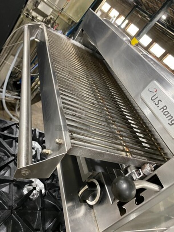 US Range Commercial Natural Gas Powered 6 Burner Stove! With Raised Back Splash And Salamander! With Oven Underneath! All Stainless Steel! On Casters! - Image 9 of 10