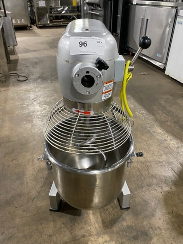 Hebvest Commercial 30Qt Planetary Mixer! With Mixing Bowl And Bowl Guard! With Spiral Hook Attachment! Model: SM30HD SN: C041812035 120V 60HZ 1 Phase