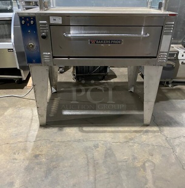 NICE! Bakers Pride Commercial Electric Powered Single Deck Pizza Oven! All Stainless Steel! On Legs! WORKING WHEN REMOVED! 208V 3 Phase