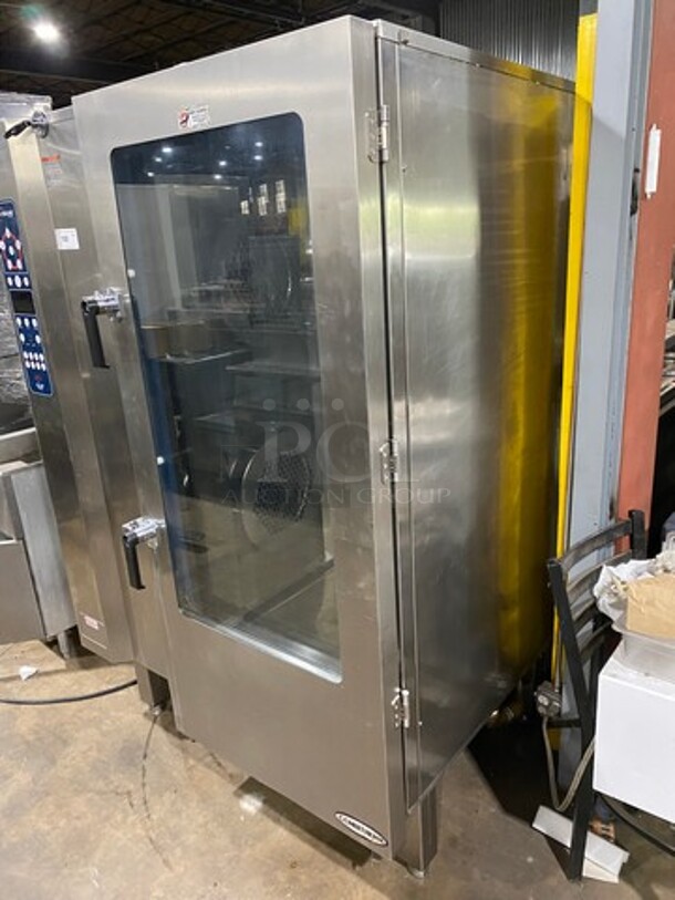 NICE! Alto Shaam Commercial Natural Gas Powered Combitherm Convection Oven/ Steamer! With Roll In Rack! With View Through Door! Stainless Steel! On Legs! Model: 20.20MLG SN: 5940923003 - Image 3 of 12