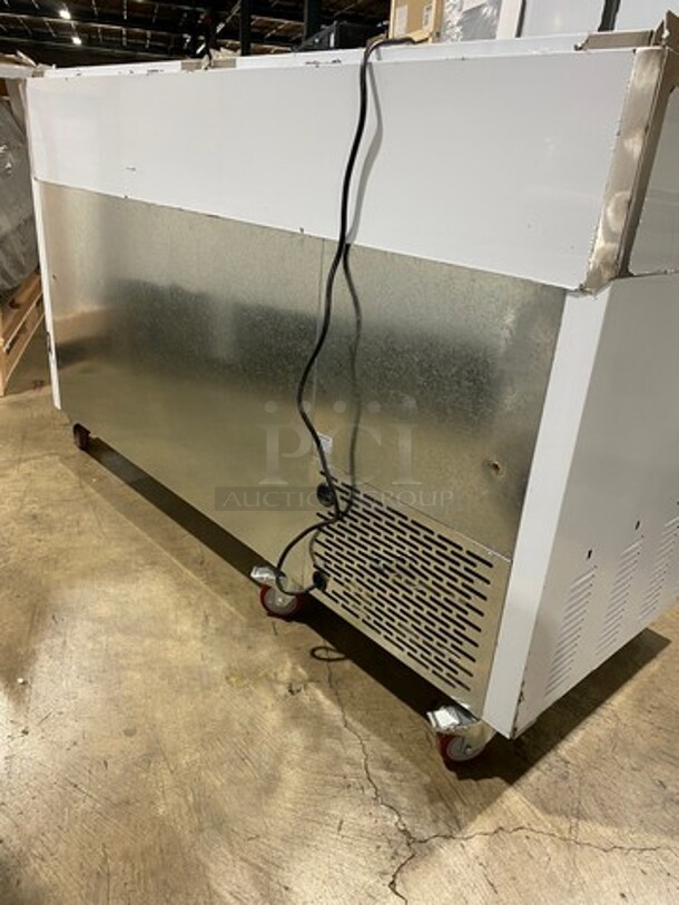 NEW! NEVER USED! LATE MODEL! 2020 Leader Commercial Refrigerated Pizza Prep Table! With 3 Door Storage Space Underneath! All Stainless Steel! On Casters! Model: ESPT72 SN: NF11J2191NW 115V 60HZ 1 Phase - Image 4 of 10