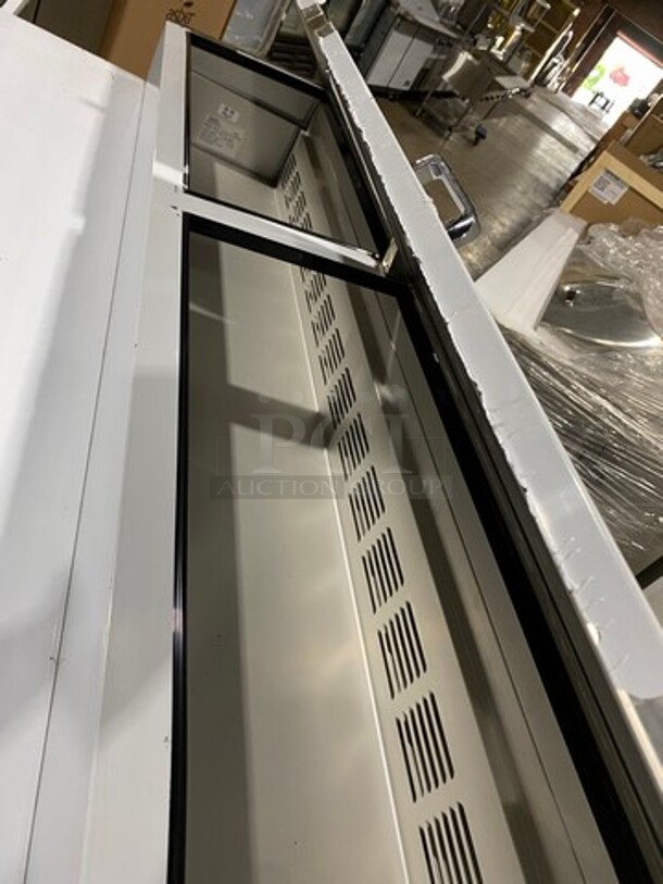NEW! NEVER USED! LATE MODEL! 2020 Leader Commercial Refrigerated Pizza Prep Table! With 3 Door Storage Space Underneath! All Stainless Steel! On Casters! Model: ESPT72 SN: NF11J2191NW 115V 60HZ 1 Phase - Image 7 of 10