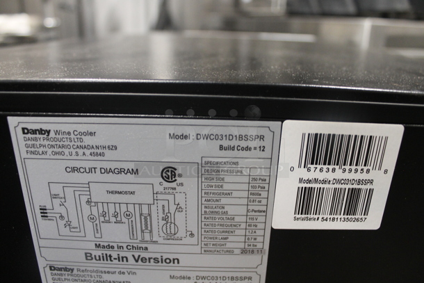 BRAND NEW SCRATCH AND DENT! Danby DWC031D1BSSPR Silhouette Stainless Steel Built-In 28 Bottle Wine Cooler. 115V. Tested And Working!  - Image 5 of 6