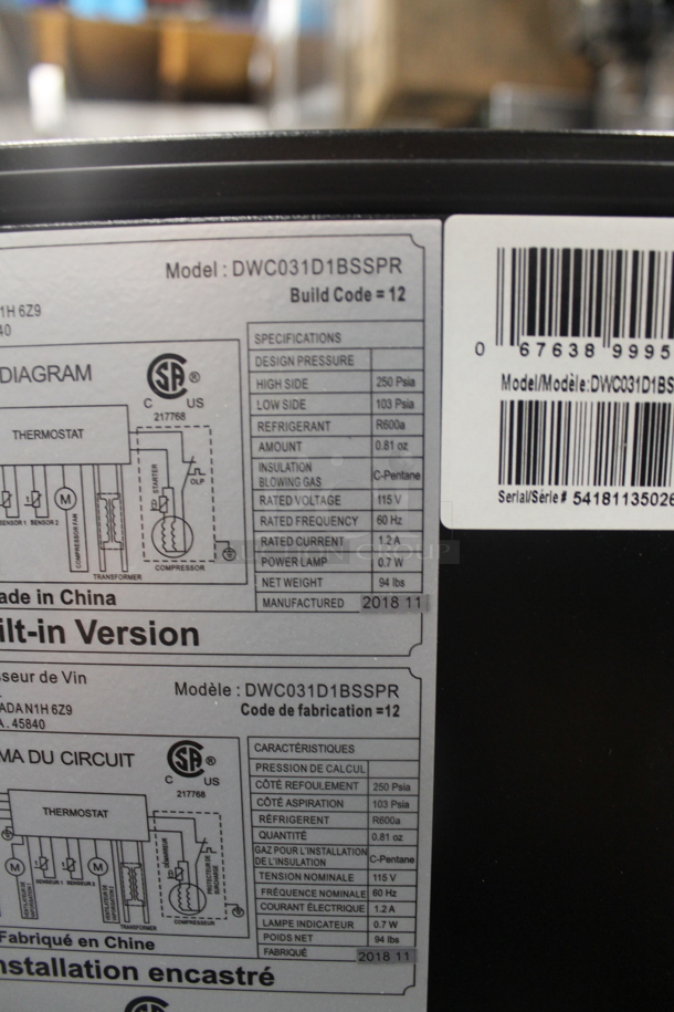 BRAND NEW SCRATCH AND DENT! Danby DWC031D1BSSPR Silhouette Stainless Steel Built-In 28 Bottle Wine Cooler. 115V. Tested And Working!  - Image 6 of 6
