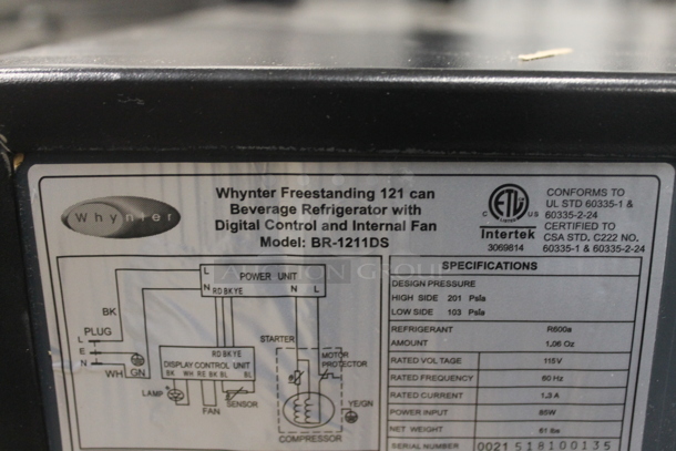 BRAND NEW SCRATCH AND DENT! Whynter BR-12111DS 121 Can Stainless Steel Freestanding Beverage Cooler With Digital Control and Internal Fan. 115V. Tested And Working!   - Image 5 of 6
