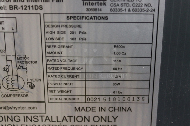 BRAND NEW SCRATCH AND DENT! Whynter BR-12111DS 121 Can Stainless Steel Freestanding Beverage Cooler With Digital Control and Internal Fan. 115V. Tested And Working!   - Image 6 of 6