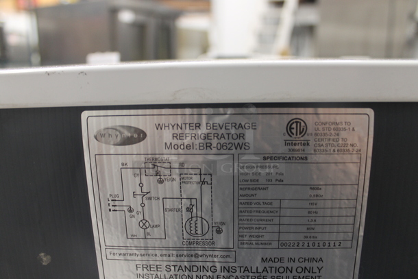 BRAND NEW SCRATCH AND DENT! Whynter BR-062WS Stainless Steel 62 Can Compact Beverage Cooler. 115V. Tested And Working! - Image 5 of 6